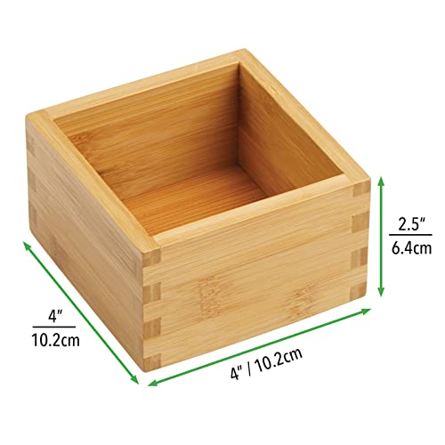  Bamboo Storage Bin Container, Drawer Organizer Crate Boxes For Kitchen Pantry Cabinet, Shelf, Island Or Countertop, Holds Snacks, Spices, Or Drinks, Echo Collection, 2 Pack, Natural/Tan