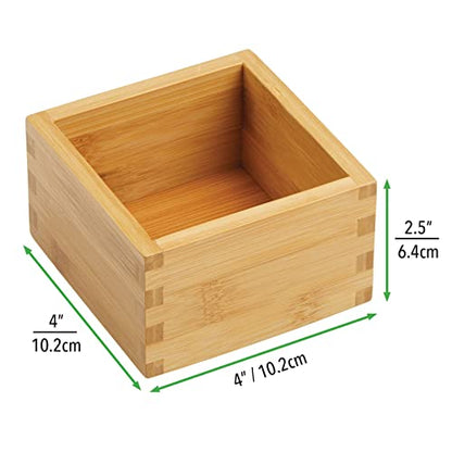  Bamboo Storage Bin Container, Drawer Organizer Crate Boxes For Kitchen Pantry Cabinet, Shelf, Island Or Countertop, Holds Snacks, Spices, Or Drinks, Echo Collection, 2 Pack, Natural/Tan