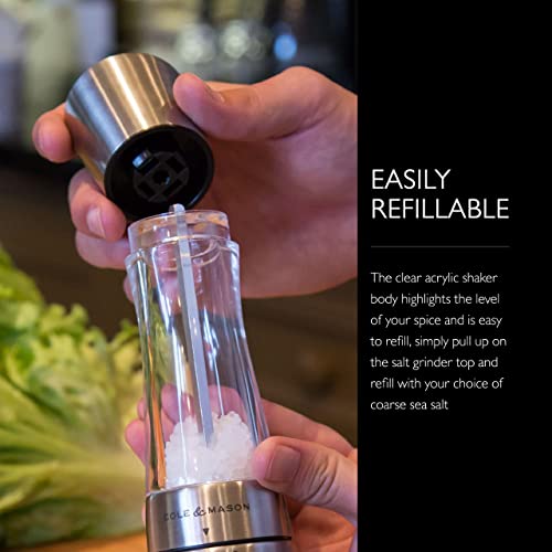 Cole & Mason OLE & MASON Derwent Salt Grinder - Stainless Steel Mill Includes Gourmet Precision Mechanism And Premium Sea Salt
