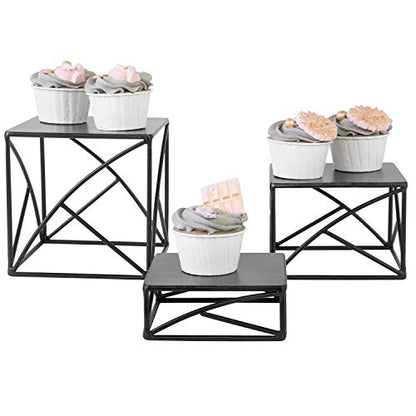  Black Metal Wire Cupcake Stand, Tabletop Dessert, Appetizer Display Food Riser, Set Of 3