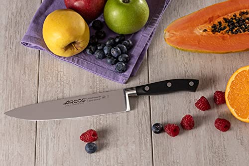  Chef Knife 8 Inch Stainless Steel. Professional Cooking Knife For Cutting Fish, Meat And Onion. Ergonomic Polyoxymethylene Handle And 200mm Blade. Series Riviera. Color Black