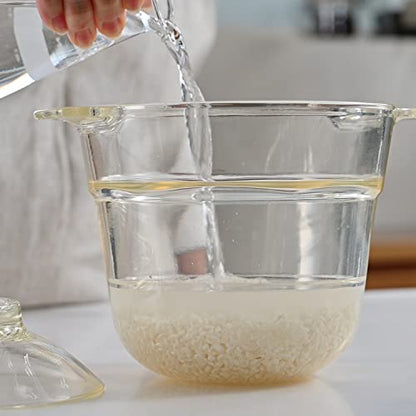 Hario ARIO XRCP-1 Ippeya Heat-Resistant Glass, 0.5 - 1 Cup, Can See Contents In The Microwave, Easy Cooking, 10 Minutes, Home Rice, For Single Use