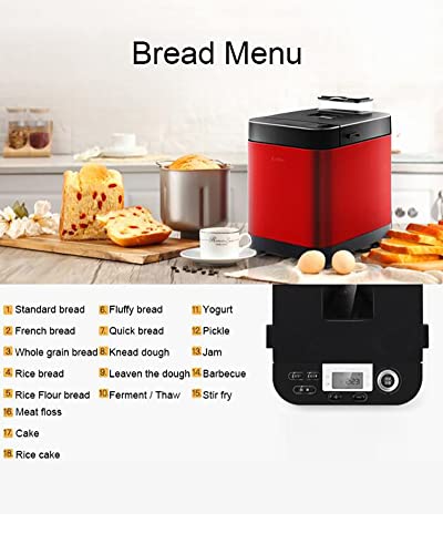  DUNOG Compact Digital Automatic Bread Making Machine Multifunction Cake Toast Baking Maker With Nut Dispenser And 18 Programs 13 Hours Delay Timer