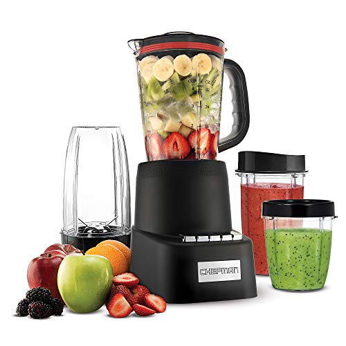  Countertop + Travel Dynamic Blending System, 12-Piece Set, 3 Programmed Speeds & Pulse, Easy Ice Crushing For Shakes & Smoothies, Dishwasher-Safe 32-Oz Pitcher, 12Oz & 2 24Oz Tumblers, Black