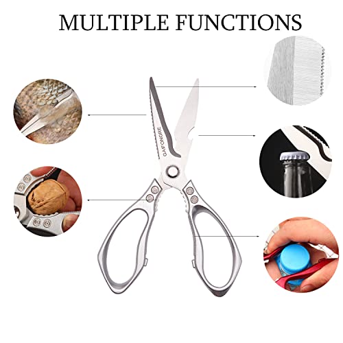  Heavy Duty Kitchen Scissors 2-pack,High Stainless Steel Sharp Blade,Dishwasher Safe Meat Scissors Cooking Shear For Chicken Fish Meat Color SILVER