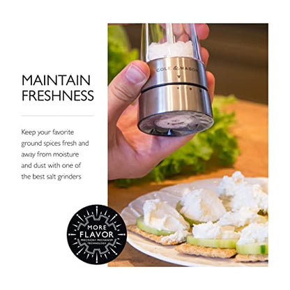 Cole & Mason OLE & MASON Derwent Salt Grinder - Stainless Steel Mill Includes Gourmet Precision Mechanism And Premium Sea Salt