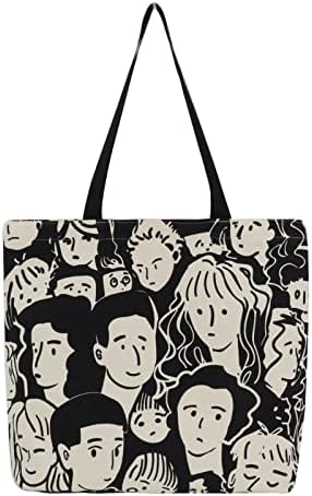  Canvas Tote Bag Aesthetic For Women Graphic Tote Bag With Zipper Cute Canvas Bags With Pockets