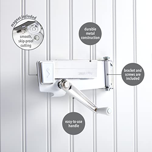  Wall Mount Can Opener With Magnet, 1-Pack, White -