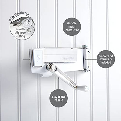  Wall Mount Can Opener With Magnet, 1-Pack, White -