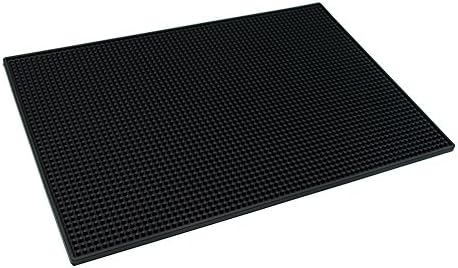 18"x12" PVC Bar Service Mat For Cocktail Bartender (Black 2-Pack)