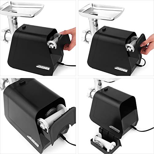  Electric Meat Grinder, 2000W Meat Grinder With 3 Grinders And Sausage Filling Tubes For Home Use, Stainless Steel Sausage Maker/Black
