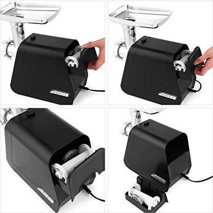  Electric Meat Grinder, 2000W Meat Grinder With 3 Grinders And Sausage Filling Tubes For Home Use, Stainless Steel Sausage Maker/Black