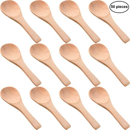  50 Pieces Small Wooden Spoons, 3.5'' L, Mini Nature Spoons Wood Honey Teaspoon Cooking Condiments Spoons For Kitchen Seasoning Jar Coffee Tea Sugar