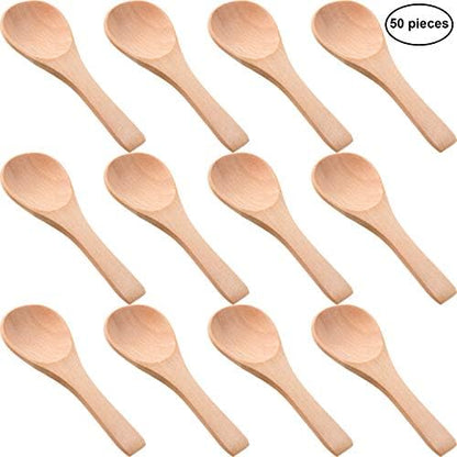  50 Pieces Small Wooden Spoons, 3.5'' L, Mini Nature Spoons Wood Honey Teaspoon Cooking Condiments Spoons For Kitchen Seasoning Jar Coffee Tea Sugar