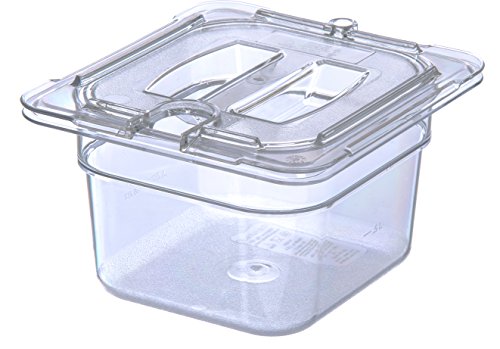  Carlisle FoodService Products 10311U07 StorPlus Sixth Size Polycarbonate Universal Handled Notched Food Pan Lid, Clear