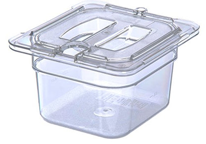  Carlisle FoodService Products 10311U07 StorPlus Sixth Size Polycarbonate Universal Handled Notched Food Pan Lid, Clear
