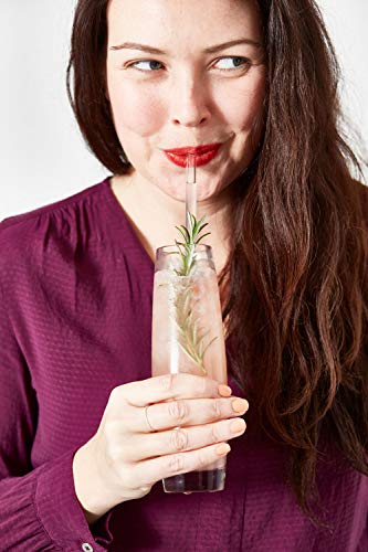  Alm Glass Straws - 6x Reusable 8 Inch Drinking Straws Clear + Plastic-Free Cleaning Brush - Made In Germany - Dishwasher Safe - Straight - Perfect For Smoothies, Cocktails
