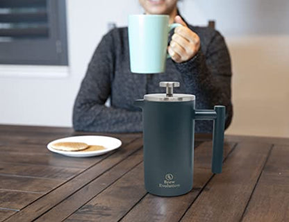  20 Oz Stainless Steel French Press Coffee Maker | Double Walled Insulated Coffee & Tea Brewer Pot & Maker | Keeps Brewed Coffee Or Tea Hot | 600 Ml, Hawaiian Blue