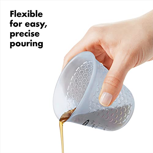 OXO Good Grips 3 Piece Squeeze & Pour Silicone Measuring Cup Set, Blue