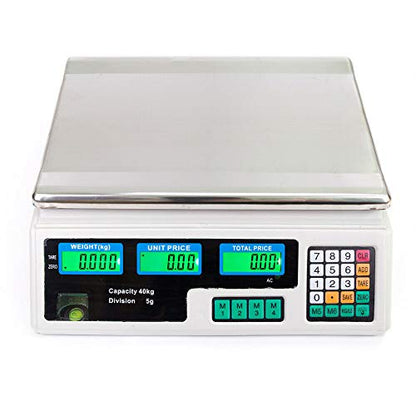  88LB/40KG Food Deli Scale Food Meat Price Computing Digital Display Weight Scale ACS Electronic Counter Supermarket Retail Outlet Store