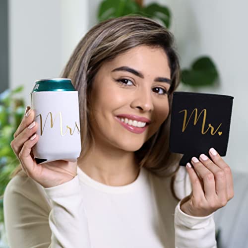  Wedding Can Coolers Mr And Mrs Gifts - Just Married Decorations, Wedding Day & Honeymoon Essentials, Presents For Newlywed Gifts For Couples, Wedding Gifts For Bride To Be And Groom - Gold