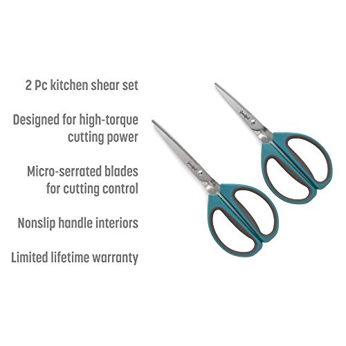  All Purpose Kitchen Shears, Heavy Duty Stainless Steel Scissors, Comfort Grip, Micro-Serrated