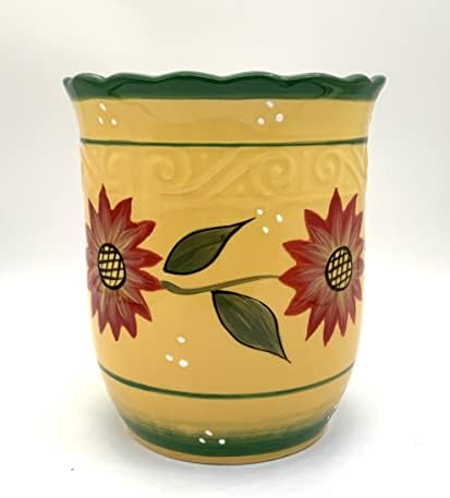  Tuscany Colorful Rainbow, Hand Painted Ceramic Utensil Jar, 81739