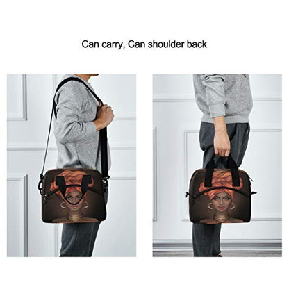  Insulated Cooler Lunch Bag African American Woman Lunch Box For Office Work Picnic Hiking Beach Organizer With Adjustable Shoulder Strap