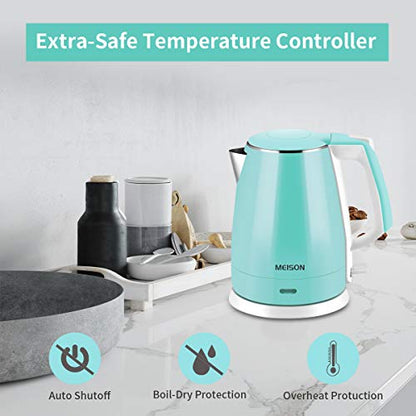  Electric Kettles Stainless Steel Interior, Double Wall Hot Water Boiler Heater, Cool Touch Electric Teapot Heater Kettle, Auto Shut-Off And Boil-Dry Protection, Cordless, 1.5L, 2 Year Warranty (1.5L)