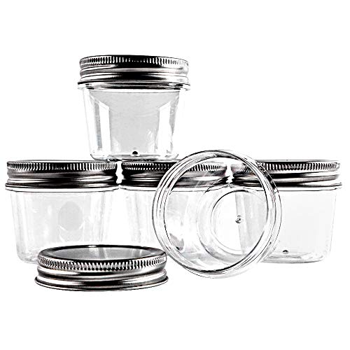  4 Ounce Clear Plastic Jars Containers With Screw On Lids - Refillable Round Empty Plastic Slime Storage Containers For Kitchen & Household Storage - BPA Free (20 Pack)