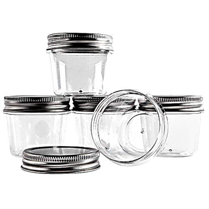  4 Ounce Clear Plastic Jars Containers With Screw On Lids - Refillable Round Empty Plastic Slime Storage Containers For Kitchen & Household Storage - BPA Free (20 Pack)