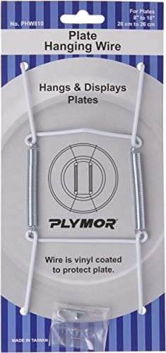  Plymor White Vinyl Finish Mountable Plate Hanger, 6.125" H X 3" W X 0.5" D (For Plates 8" - 10"), Pack Of 2