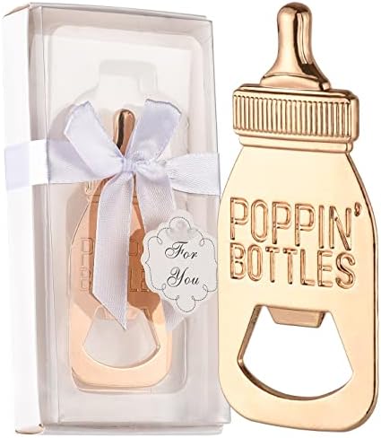  12pcs Bottle Opener Baby Shower Favor For Guest,Rose Gold Feeding Bottle Opener Wedding Favors Baby Shower Giveaways Gift To Guest, Party Favors Gift & Party Decorations Supplies (Blue, 12)