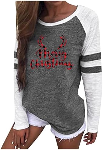  Pullover Sweatshirts For Women Fall Plus Size Sweatshirts Long Sleeve Christmas Print Crew Neck Pullover Top Streetwear