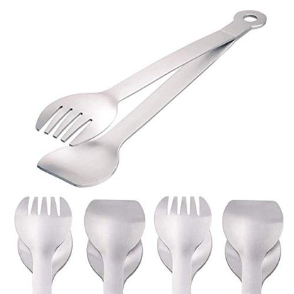  Small Serving Tongs 6-Inch Stainless Steel Mini Appetizer Tongs, Set Of 4 (Brushed)