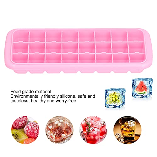  Ice Cube Maker, Easy To Demold Safe And Non Ice Molds 24 Grids Design High And Low Temperature Resistance For Bar For Home Use For Restaurant(Pink)