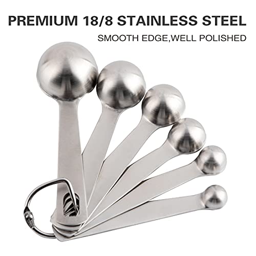  Measuring Spoons, Copper Plated Stainless Steel Measuring Spoons Set Of 6 Piece 1/8 Tsp, 1/4 Tsp, 1/2 Tsp, 1 Tsp, 1/2 Tbsp & 1 Tbsp For Measuring Dry And Liquid Ingredients, Fits In Spice Jars