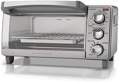 Black & Decker 4-Slice Convection Oven, Stainless Steel, Curved Interior Fits A 9 Inch Pizza, TO1313SBD