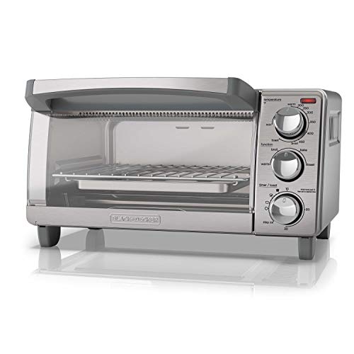Black & Decker EM036AB14 Digital Microwave Oven With Turntable Push-Button Door, Child Safety Lock, Stainless Steel, 1.4 Cu.ft & 4-Slice Toaster Oven With Natural Convection, Stainless Steel, TO1760SS