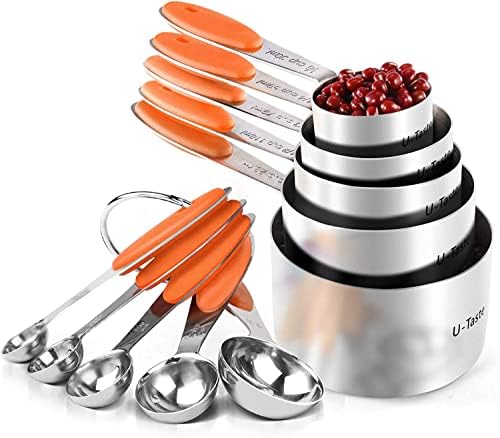  10 Piece Measuring Cups And Spoons Set In 18/8 Stainless Steel