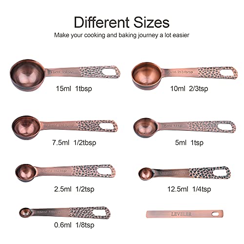  Measuring Cups And Spoons Set, Copper Measuring Cups And Spoons Set, Stainless Steel Measuring Cups And Spoons, Copper Plated Measuring Cups Spoons, 6 Measurer Cups, 7 Measurement Spoons