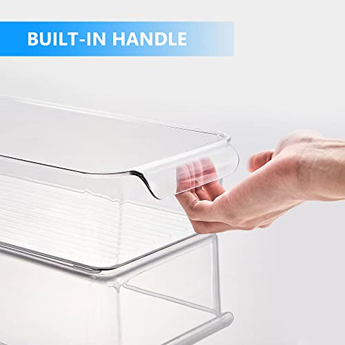 Efrigerator Organizer Bins, REDMOND 6pcs Fridge Organizers And Storage Clear Stackable For Kitchen, Pantry, Refrigerator, Cabinets, Freezer (2 Small+2 Medium+2 Large)