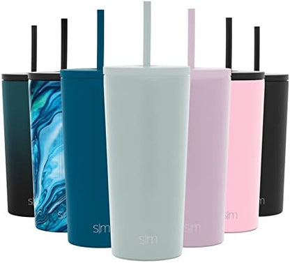  Insulated Tumbler With Lid And Straw | Iced Coffee Cup Reusable Stainless Steel Water Bottle Travel Mug | Gifts For Women Men Her Him | Classic Collection | 24oz | Almond Birch
