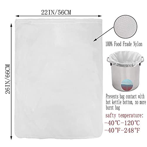  Brew Bag Cheesecloth Cheese Cloths For Straining Reusable Cheese Cloth Bags Large 2Pack 26"x22"Fine Mesh Strainer Bag For Brewing Hops Grains Fruit Cider Apple Grape Wine Beer Nut Milk Making (large)