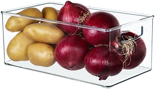  8 PACK Stackable Pantry Organizer Bins (3 Sizes) - Clear Fridge Organizers For Kitchen, Freezer, Countertops, Cabinets - Plastic Food Storage Container With Handles For Home And Office