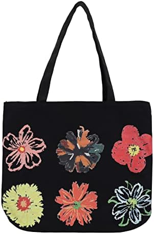  Canvas Tote Bag Aesthetic For Women Graphic Tote Bag With Zipper Cute Canvas Bags With Pockets
