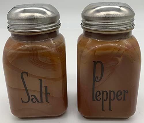  Square Stove Top Salt & Pepper Shaker Set - Mosser Glass - USA - American Made (Jade Deco)