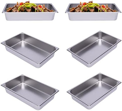  4 Pcs Hotel Pan Steam Table Pans With Lid, 4" Deep Full Size Stainless Steel Food Pan With Cover, Buffet Servers Pans Food Warmer Catering Pan Hot Steam Tray Water Pan For Restaurant Commercial
