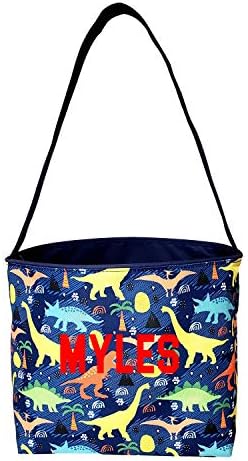  Dinosaur Easter Basket Bucket Fabric Tote Bag Toy Bin - Can Be Personalized Or Monogrammed - Great Gift For Boy Or Girl