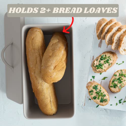 X For Kitchen Countertop, Breadbox, Metal Bread Boxes For Kitchen Counter, Extra Large Bread Box, Greige (Grey-Beige) Farmhouse Bread Box, Bread Holder For Kitchen Counter